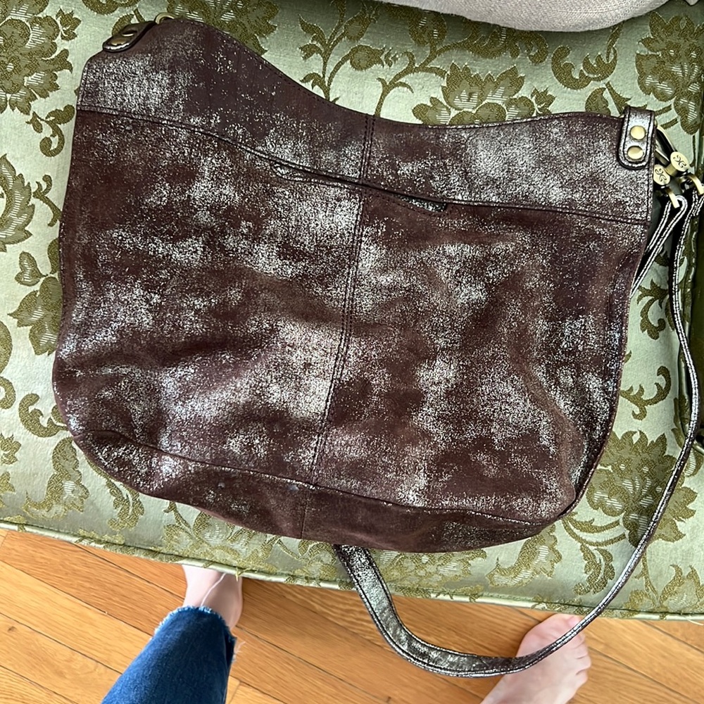 HOBO Brown and Silver Crossbody Bag